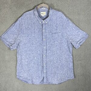 Reyn Spooner Shirt Men's Sz XL Blue 100% Linen Limited Issue Beach Hawaiian